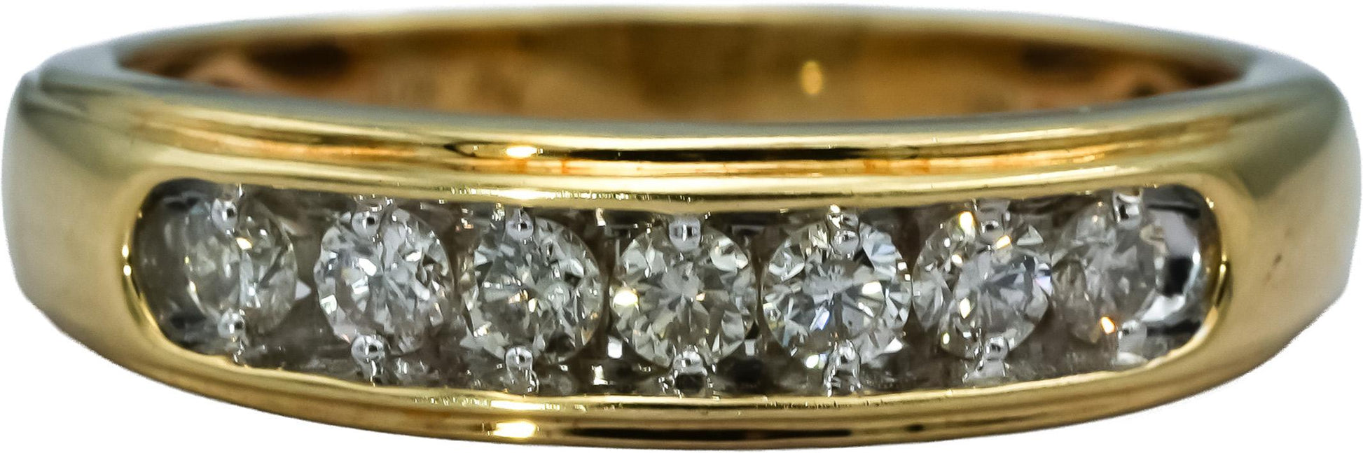 10k Yellow Gold Round Channel Set Diamond Band Ring 0.50CT Size 10