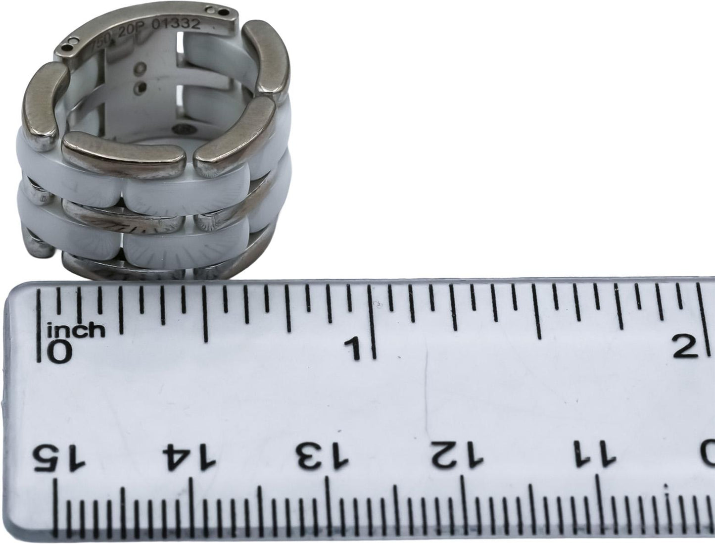 CHANEL 18k White Gold and Ceramic Ultra Ring Size 5.5 w/ Original Receipt