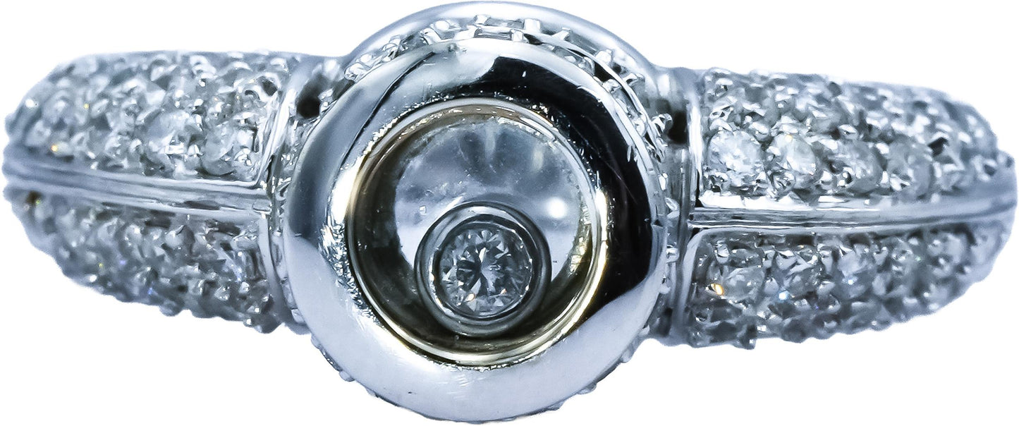 18k White Gold Round Floating Diamond Ring 1.0CT Size 7