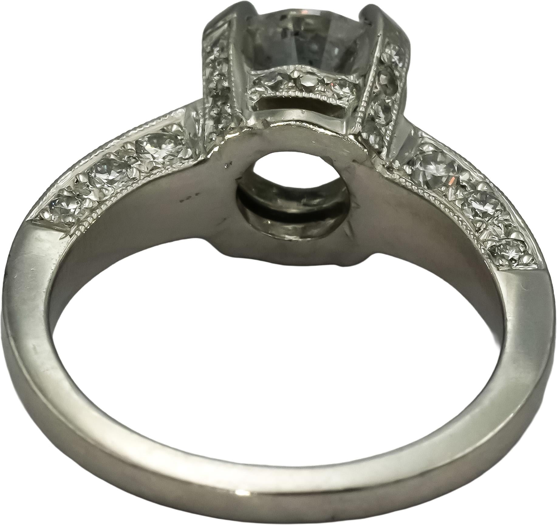Platinum Round Diamond Engagement Ring 2.58CT w/ 2.08CT Center Size 6.5