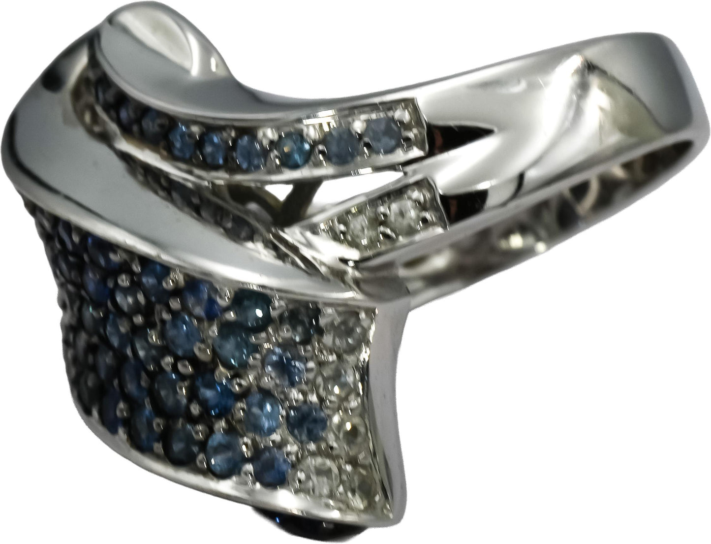 18k White Gold Multi Color Gemstone Cluster Cocktail Ring 2.0CT Size 7