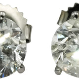 14k White Gold Round Diamond Martini Setting Stud Earrings 4.04CT