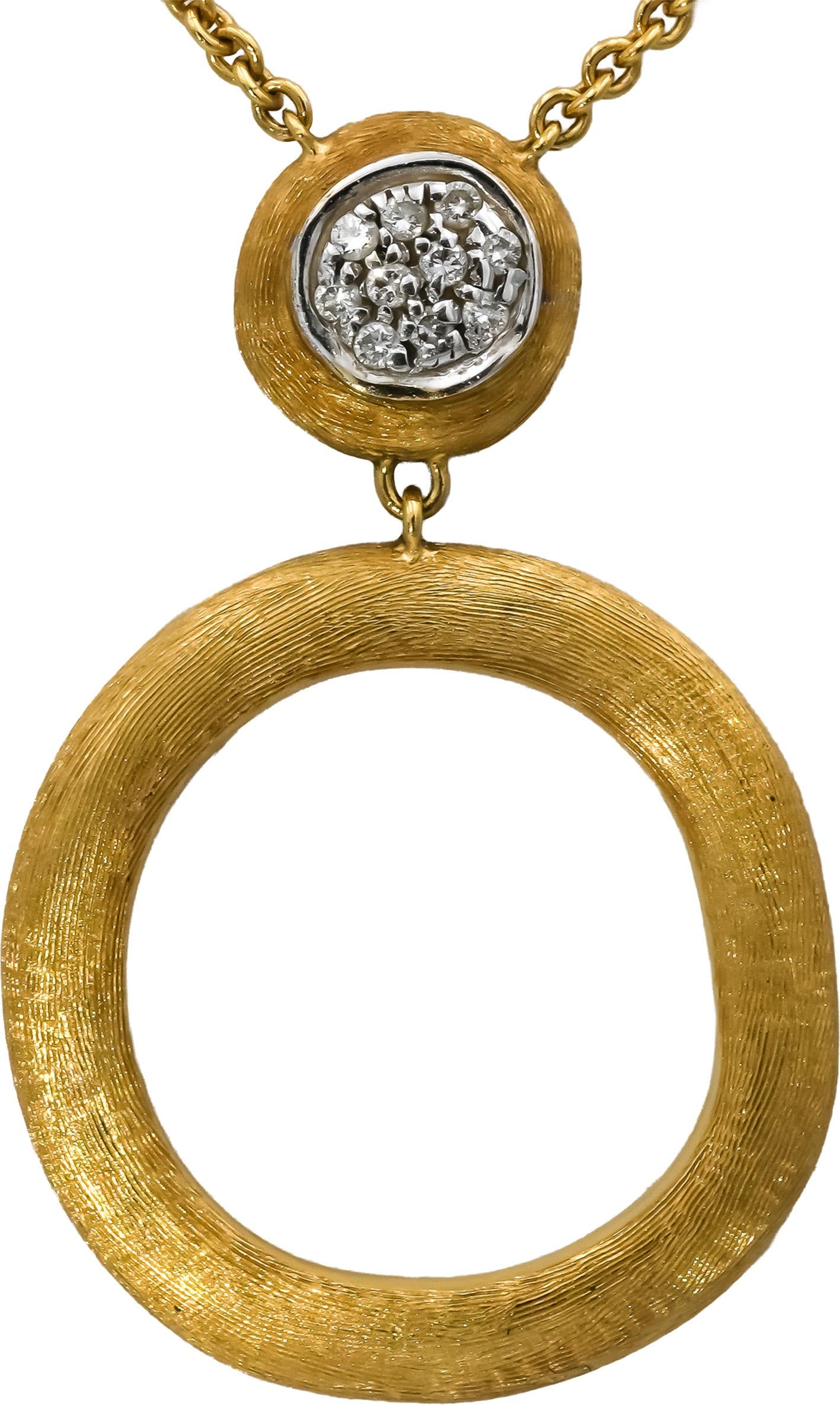 MARCO BICEGO 18k Yellow Gold Diamond Circle Pendant Necklace 0.08CT
