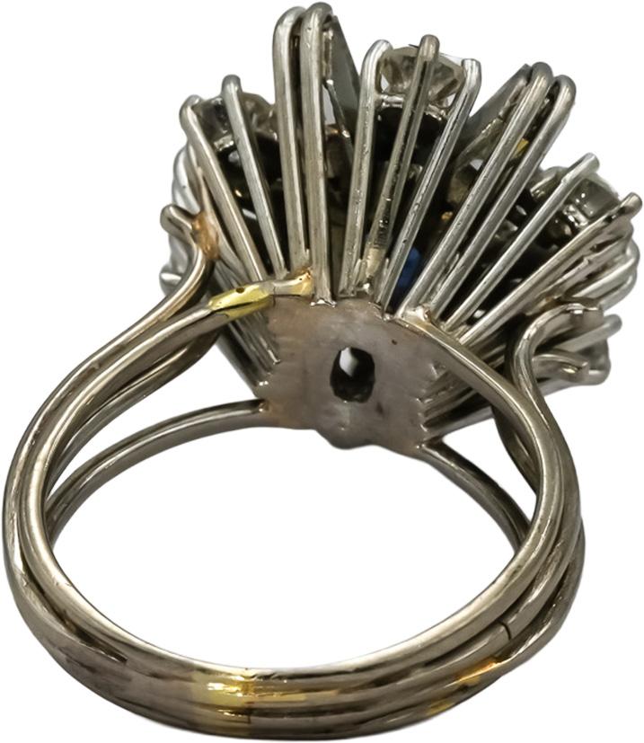 18k White Gold VS Diamond and Sapphire Flower Ring 2.70CT Size 5.25