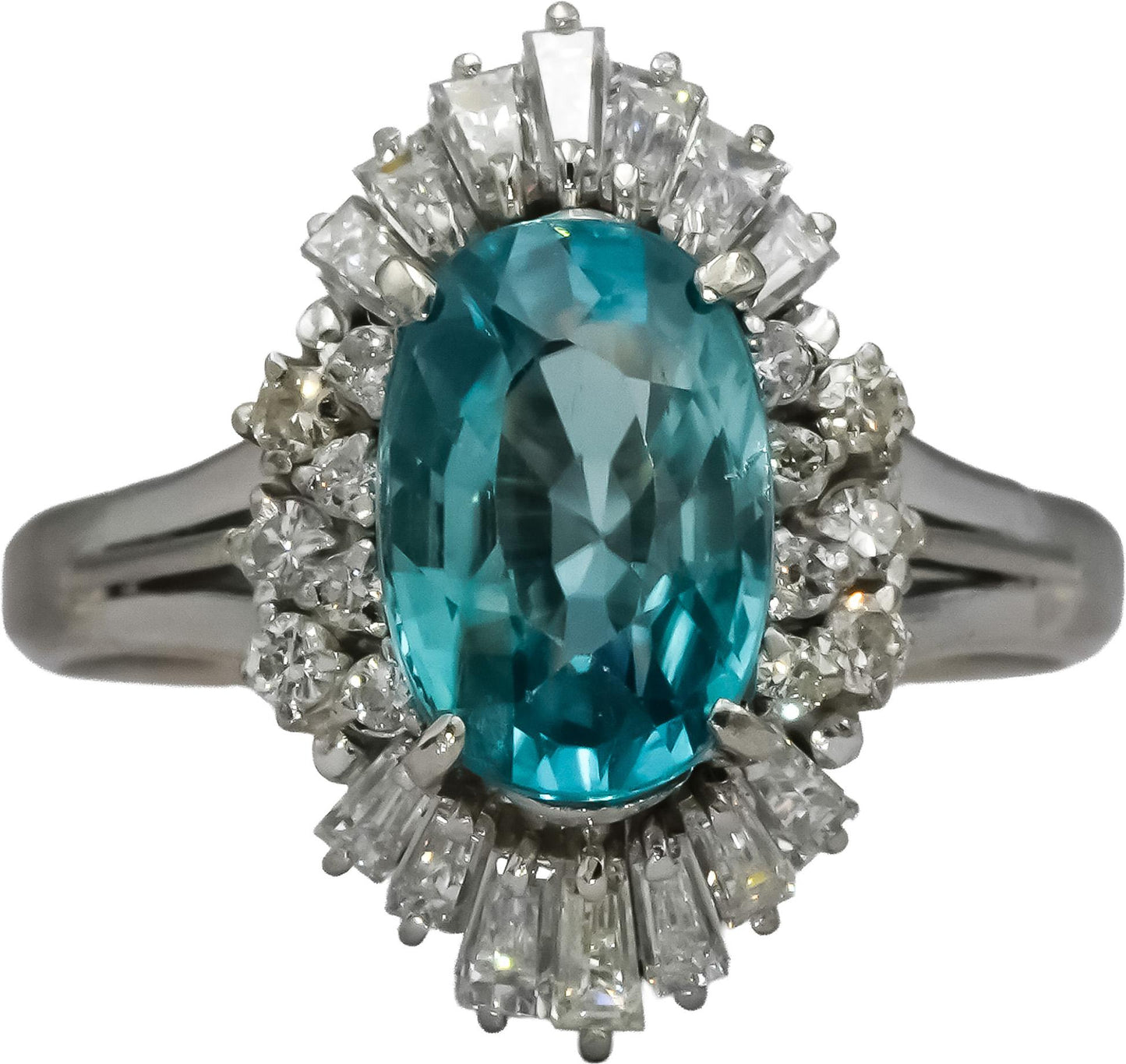 Platinum Diamond and Blue Zircon Cocktail Ring 4.91CT Size 8.25