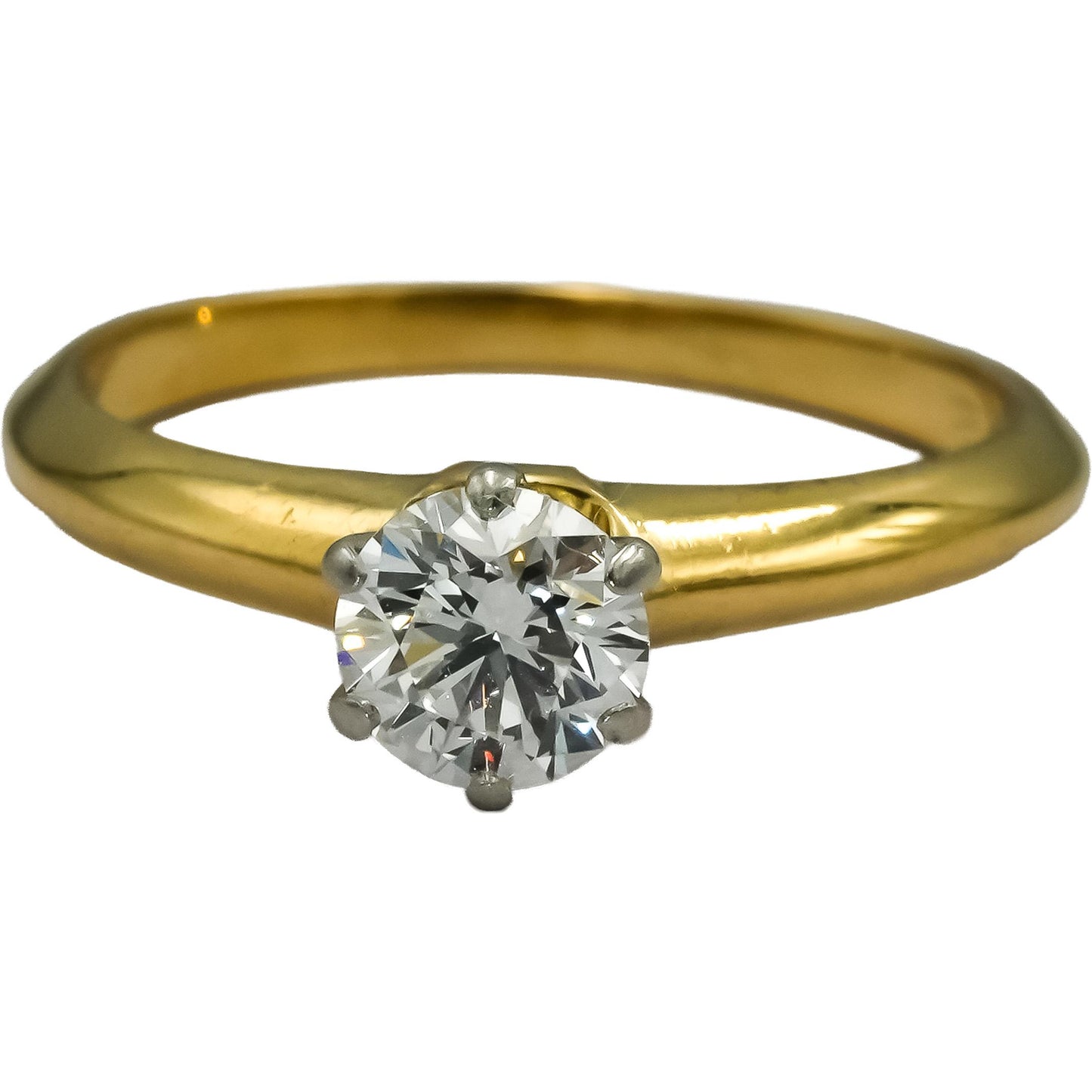 TIFFANY & CO. 18k Gold Platinum VVS1/G Diamond Solitaire Ring .52CT w/ Papers