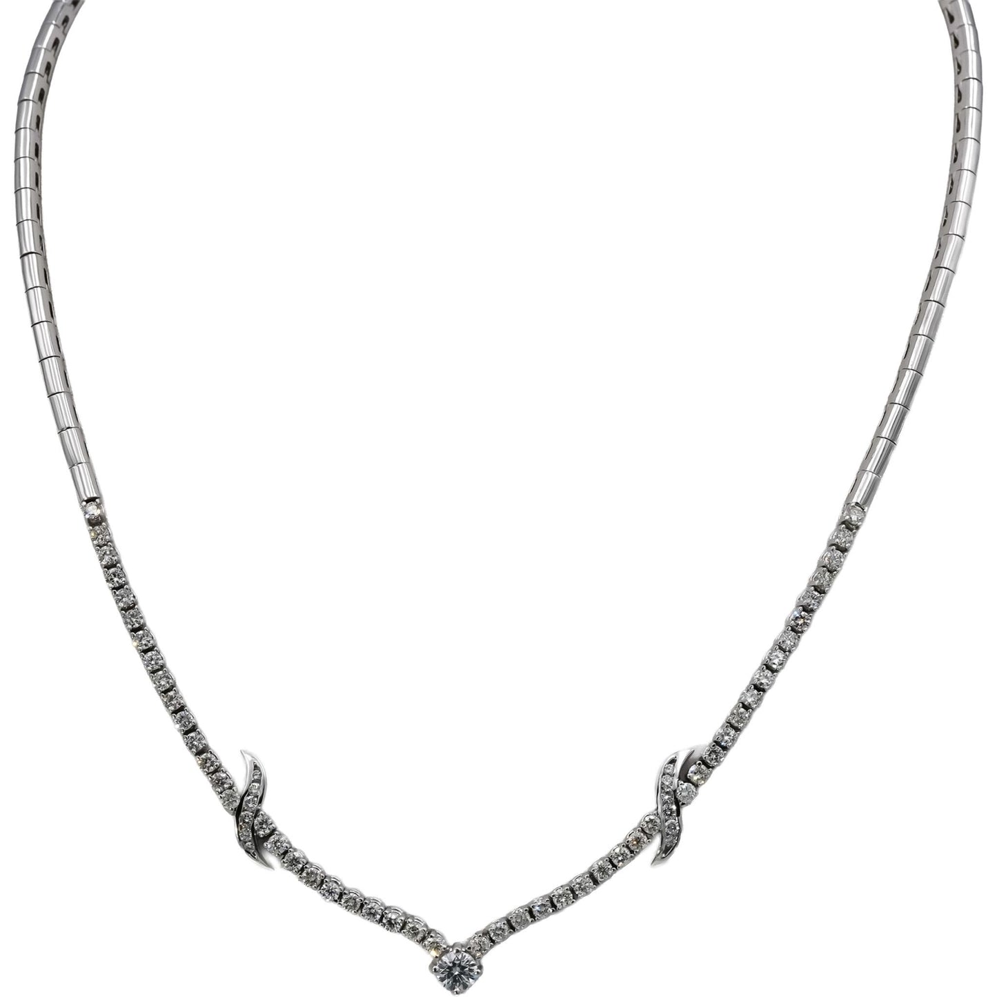 14k White Gold VS Round Diamond Formal Necklace 2.50CT
