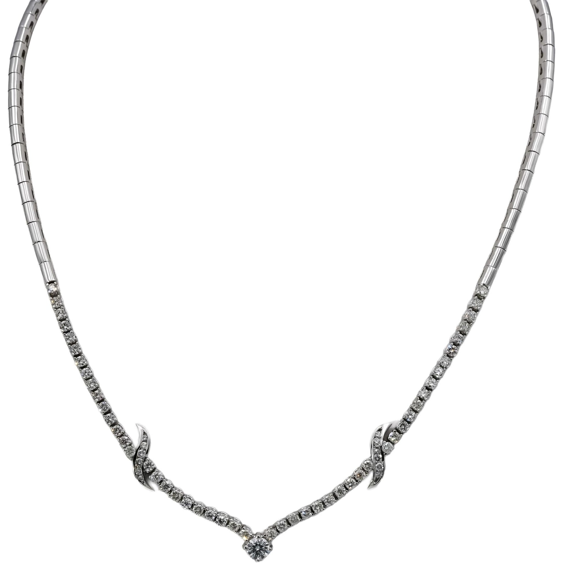 14k White Gold VS Round Diamond Formal Necklace 2.50CT