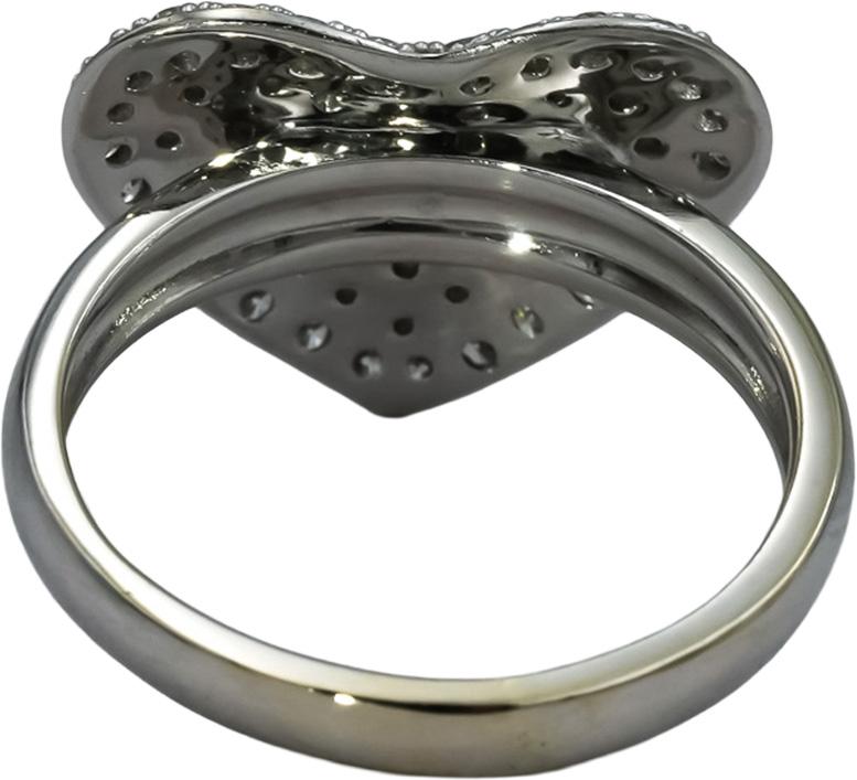 18k White Gold Round Diamond Cluster Heart Ring 1.0CT Size 8.25