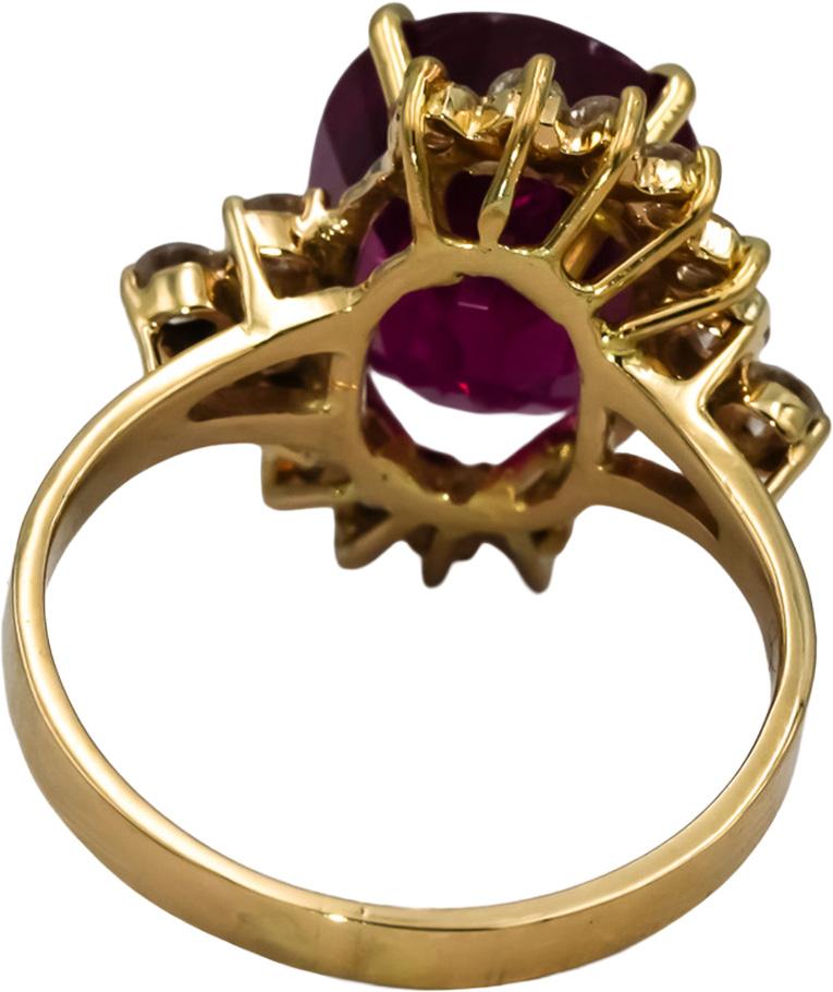 14k Yellow Gold VS Diamond and Pink Tourmaline Cocktail Ring 8.50CT Size 9