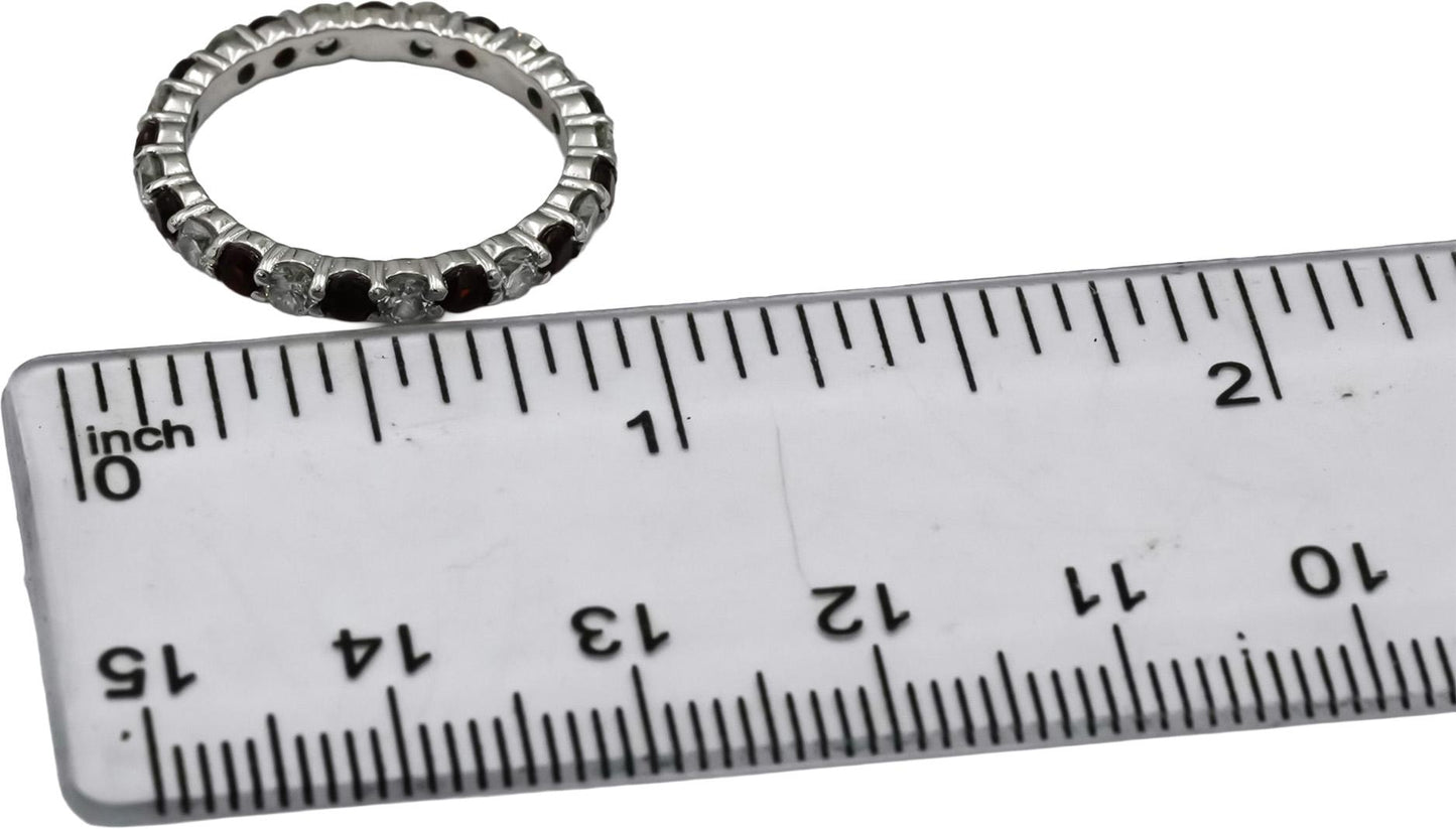 14k White Gold VS Diamond and Ruby Eternity Band Ring 1.45CT Size 6