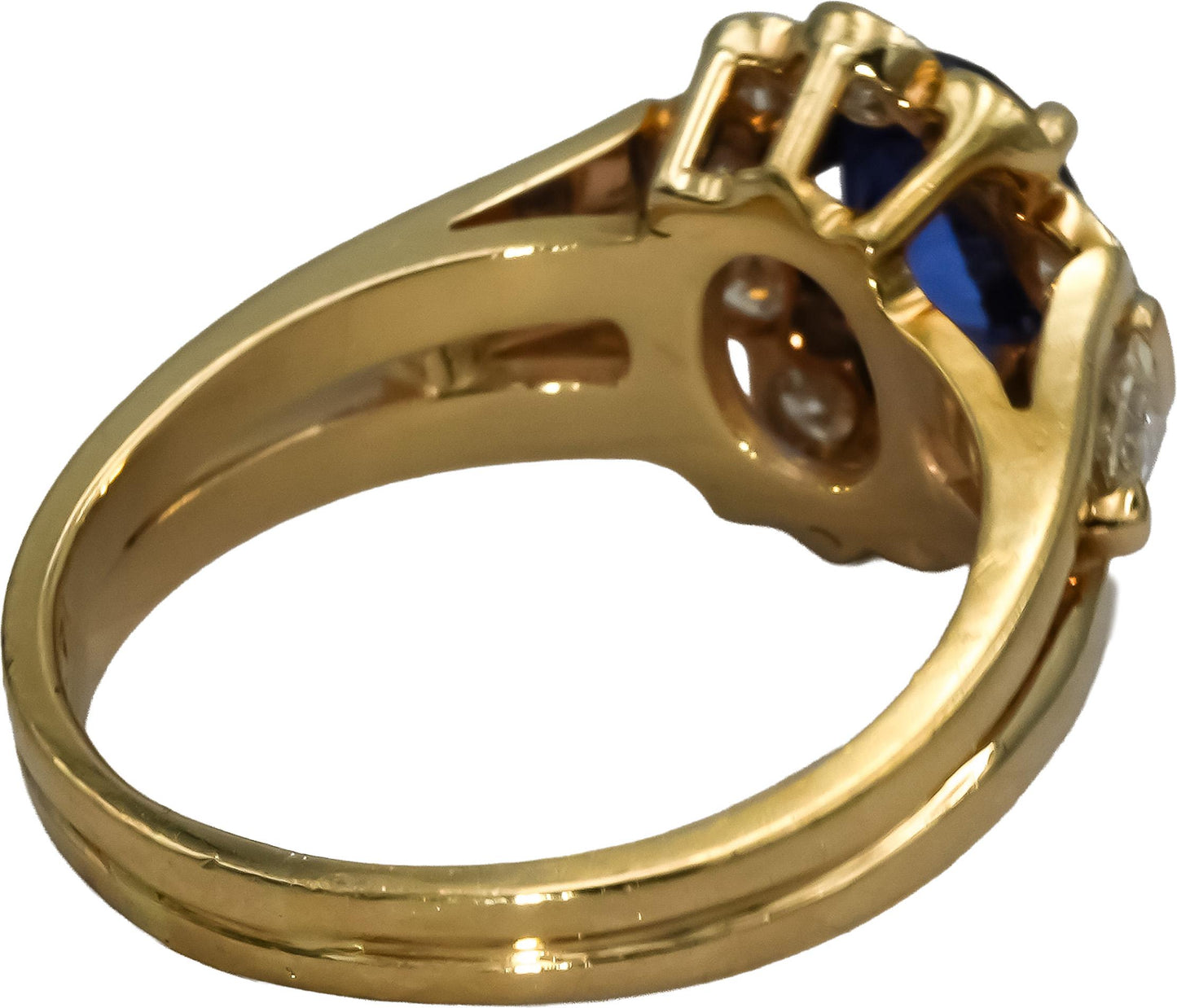 14k Yellow Gold VS Diamond and Blue Sapphire Flower Ring 2.10CT Size 8