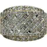 10k Yellow Gold Round and Baguette Cut Diamond Men's Band Ring 3.50CT Size 9.75