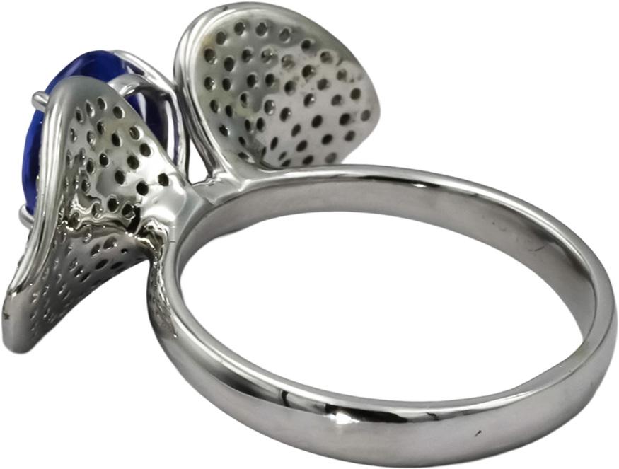 18k White Gold VS Diamond and Tanzanite Floral Ring 3.30CT Size 8