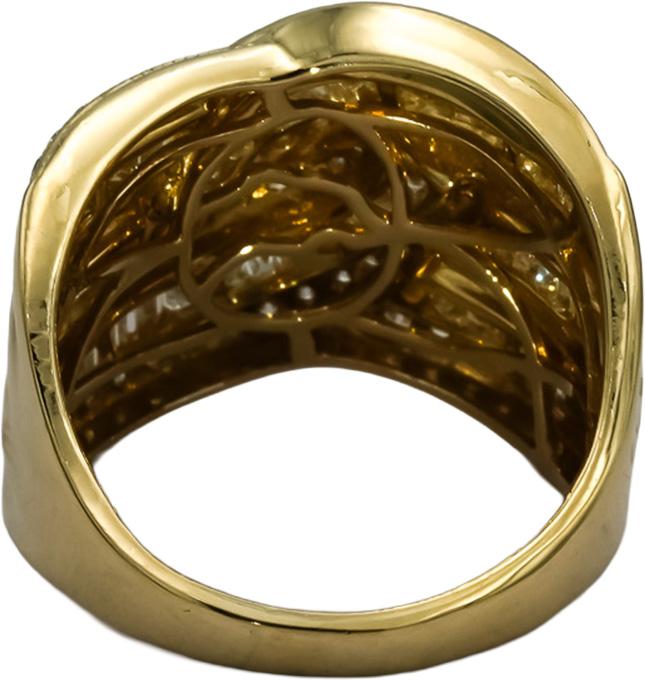 EFFY 14k Yellow Gold Round and Baguette Diamond Crossover Ring 1.85CT Size 7.25