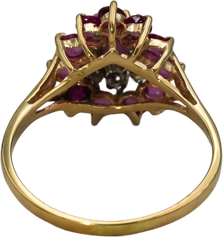 10k Yellow Gold Ruby Cocktail Ring 1.0CT Size 7.5 w/ Diamond Accents
