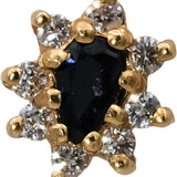 14k Yellow Gold Round Diamond Pear Cut Sapphire Stud Earrings 0.75CT