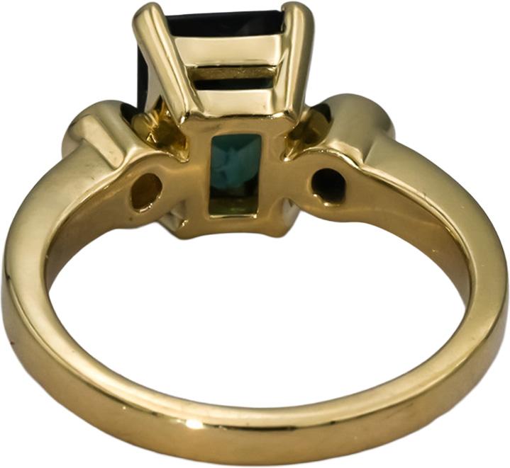 14k Yellow Gold Fancy Cut Green Tourmaline & VS Diamond Ring 2.20CT Size 6.5