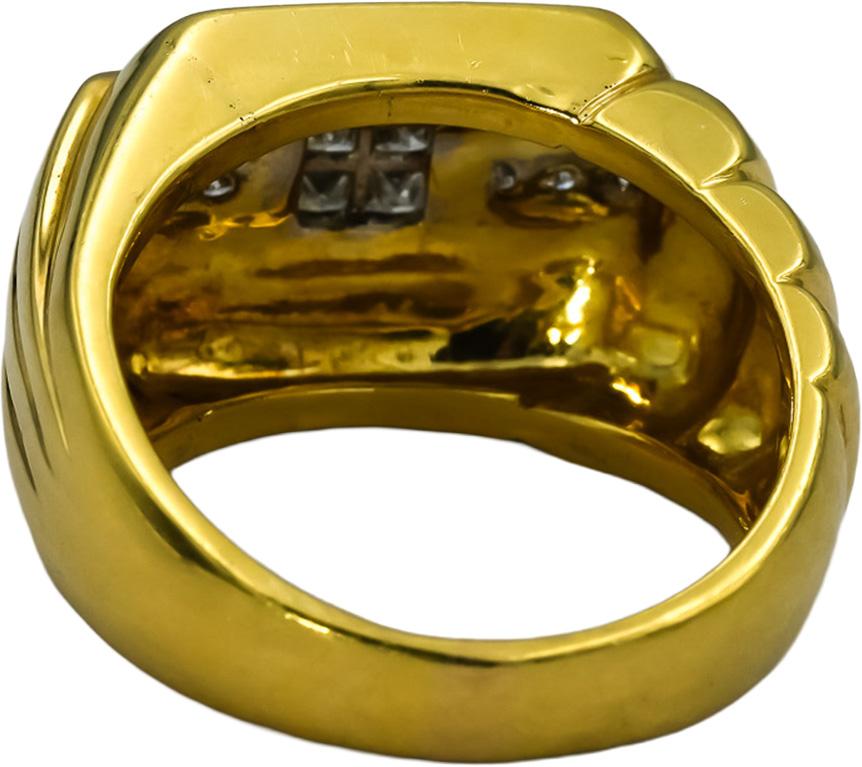 18k Yellow Gold Princess & Round Diamond Men's Ring 0.50CT Size 9.75