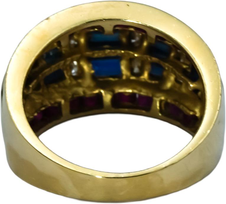 14k Yellow Gold Diamond Ruby Sapphire Band Ring 2.25CT Size 7.25