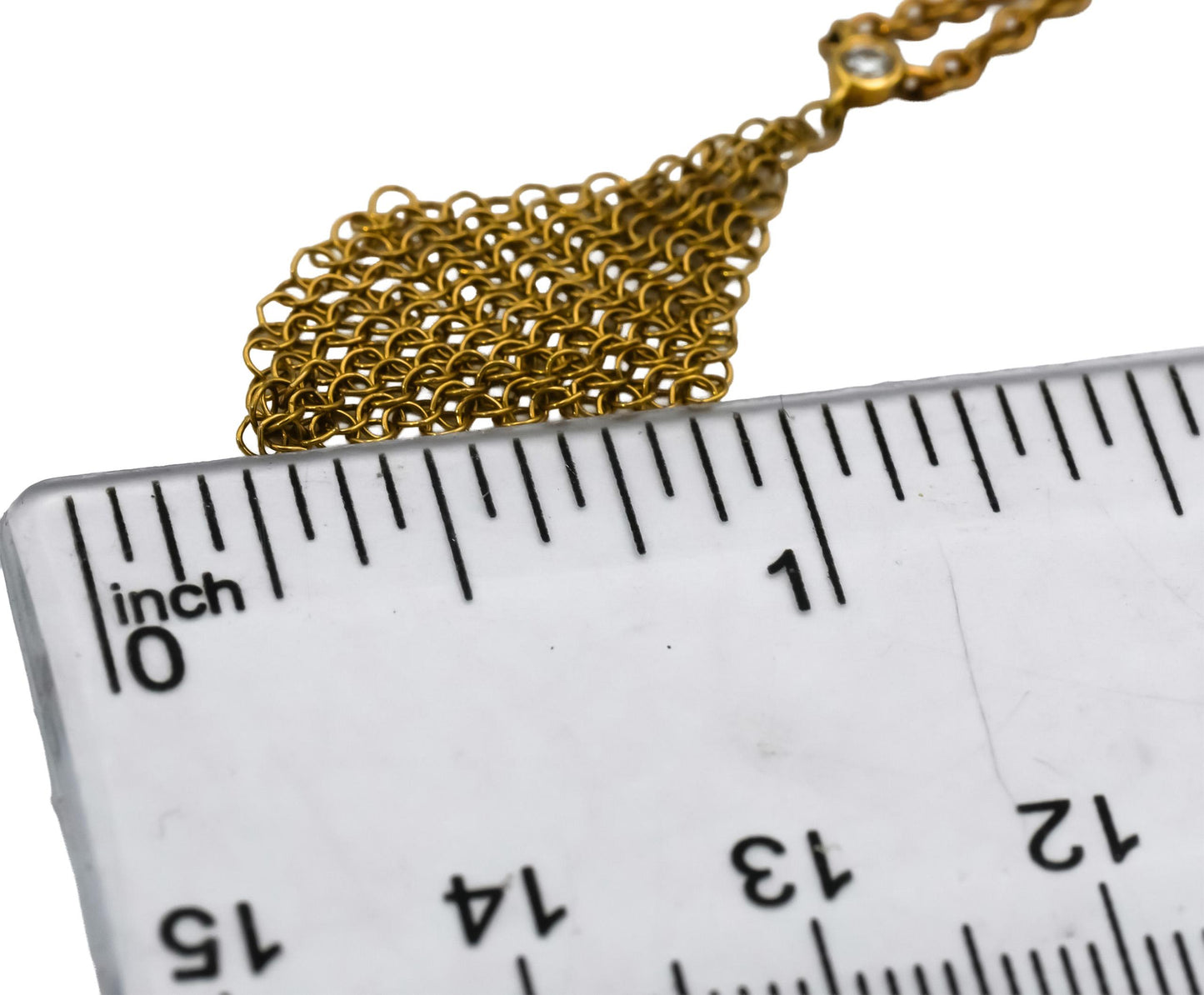 TIFFANY & CO. 18k Yellow Gold Elsa Peretti Diamond Mesh Pendant Necklace