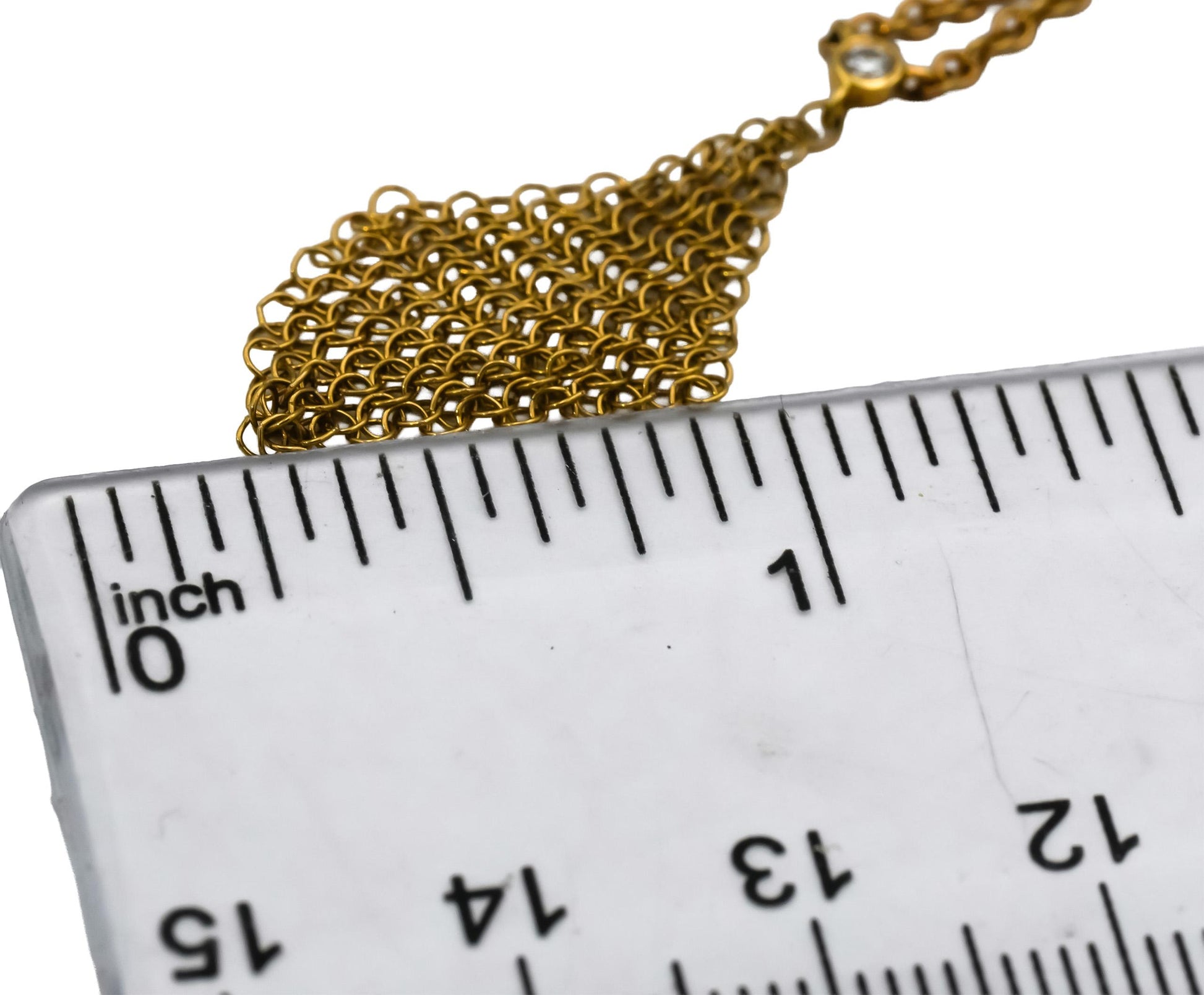 TIFFANY & CO. 18k Yellow Gold Elsa Peretti Diamond Mesh Pendant Necklace