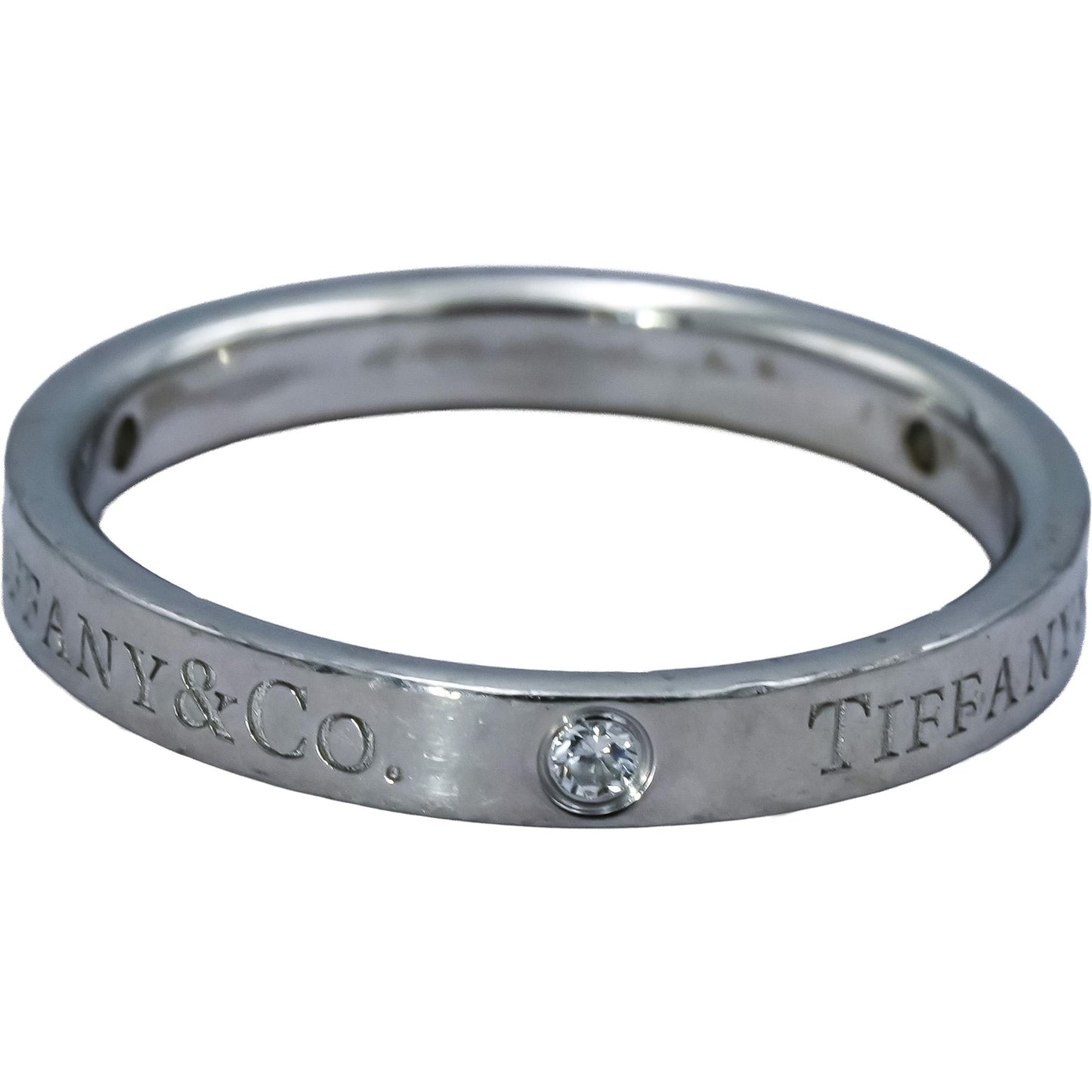 TIFFANY & CO. Platinum VS Round Diamond Band Ring 0.06CT Size 8.25