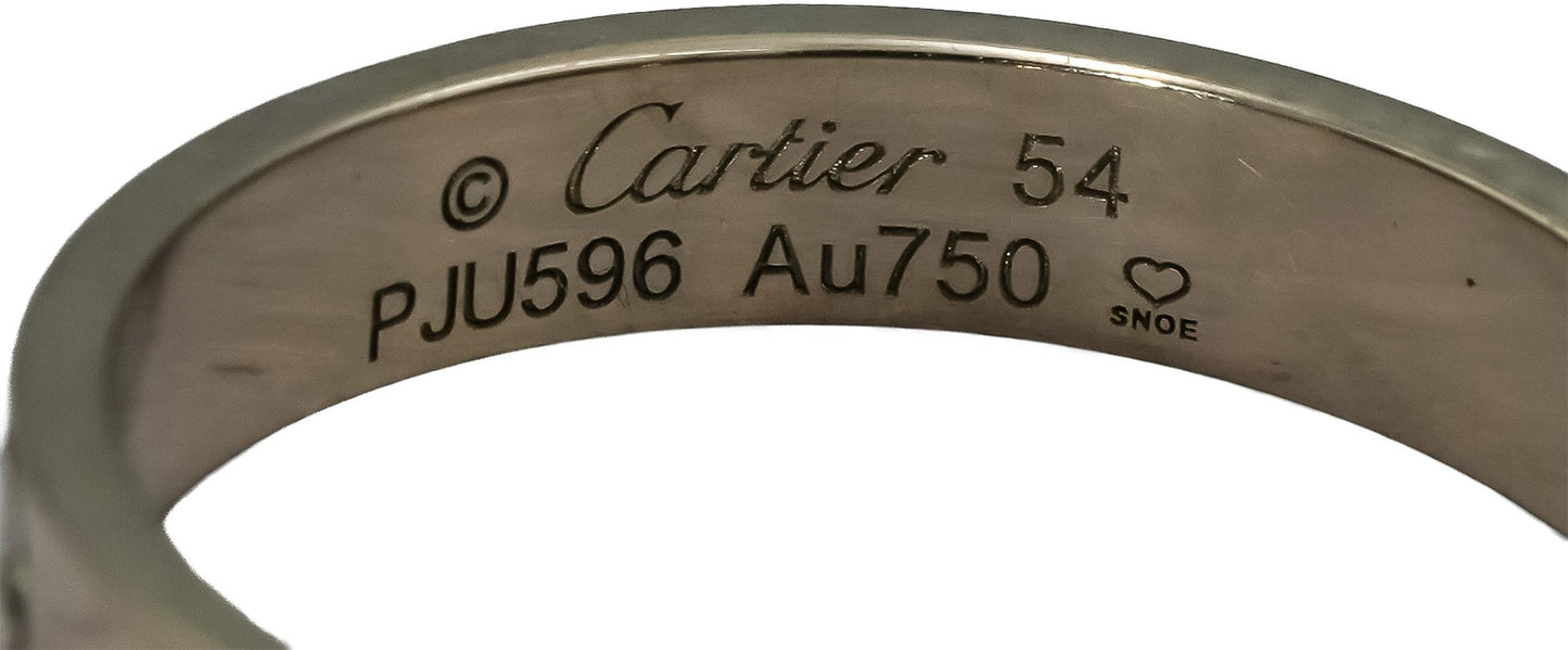 CARTIER 18k White Gold Love Screw Motif Ring Size 54 w/ Box