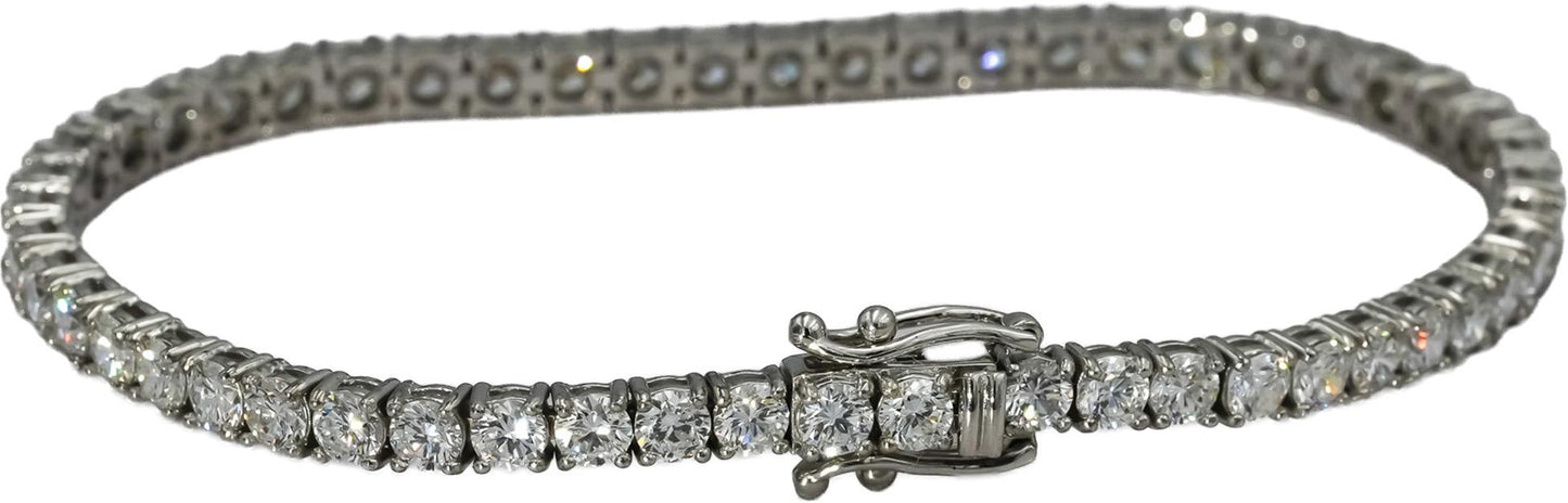 14k White Gold VS Round Lab-Grown Diamond Tennis Bracelet 6.72CT