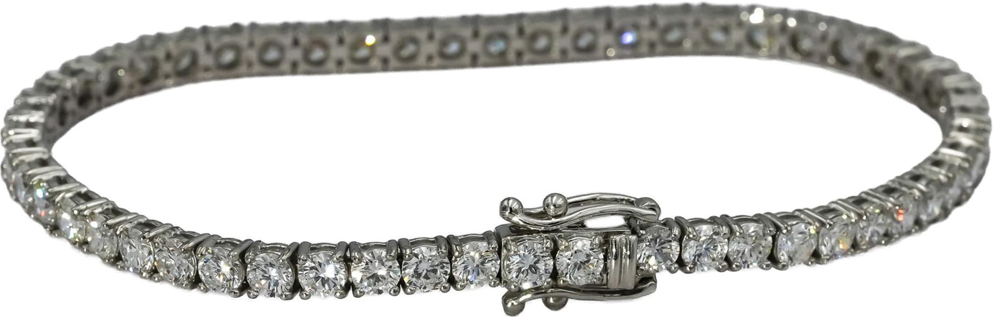 14k White Gold VS Round Lab-Grown Diamond Tennis Bracelet 6.72CT
