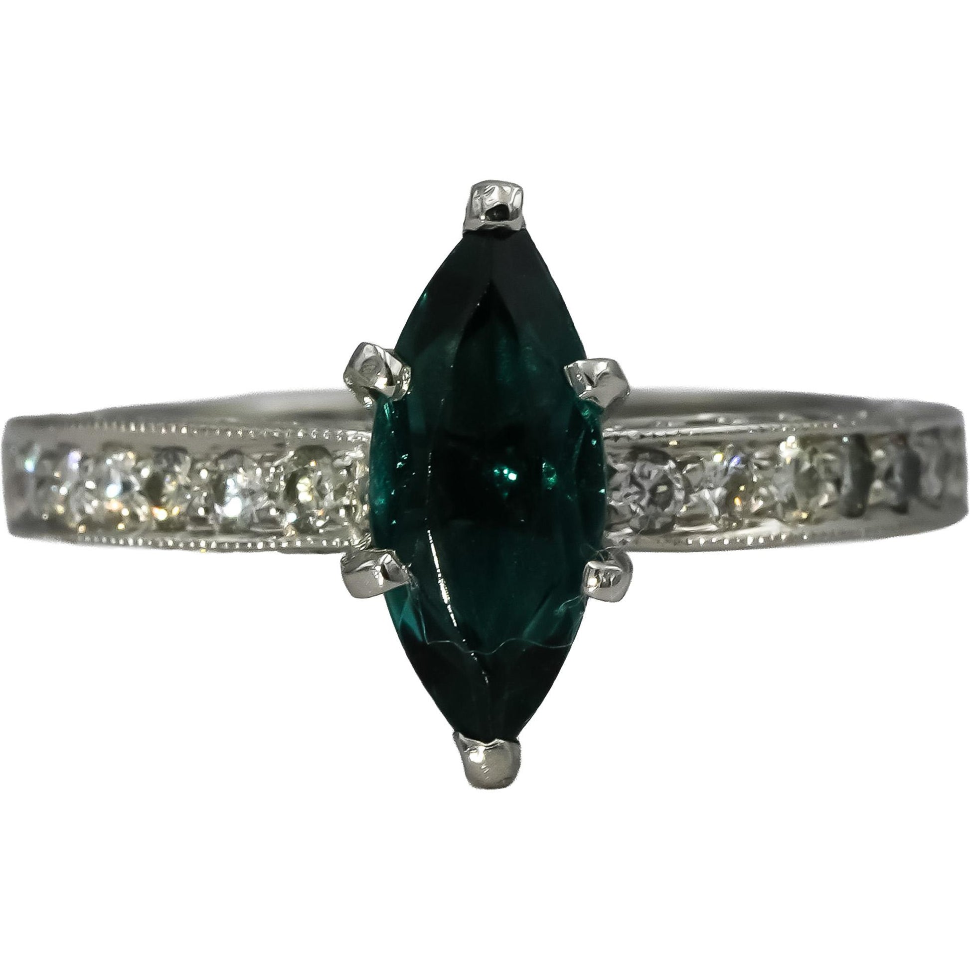 Platinum Diamond and Tourmaline Cocktail Ring 1.55CT Size 5.75