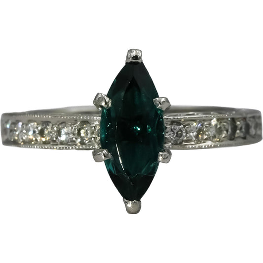 Platinum Diamond and Tourmaline Cocktail Ring 1.55CT Size 5.75