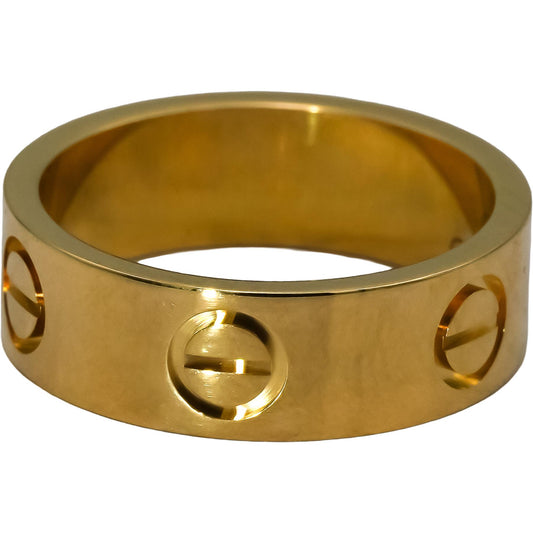 CARTIER 18k Yellow Gold Love Screw Motif Ring 5.5mm Wide Size 48