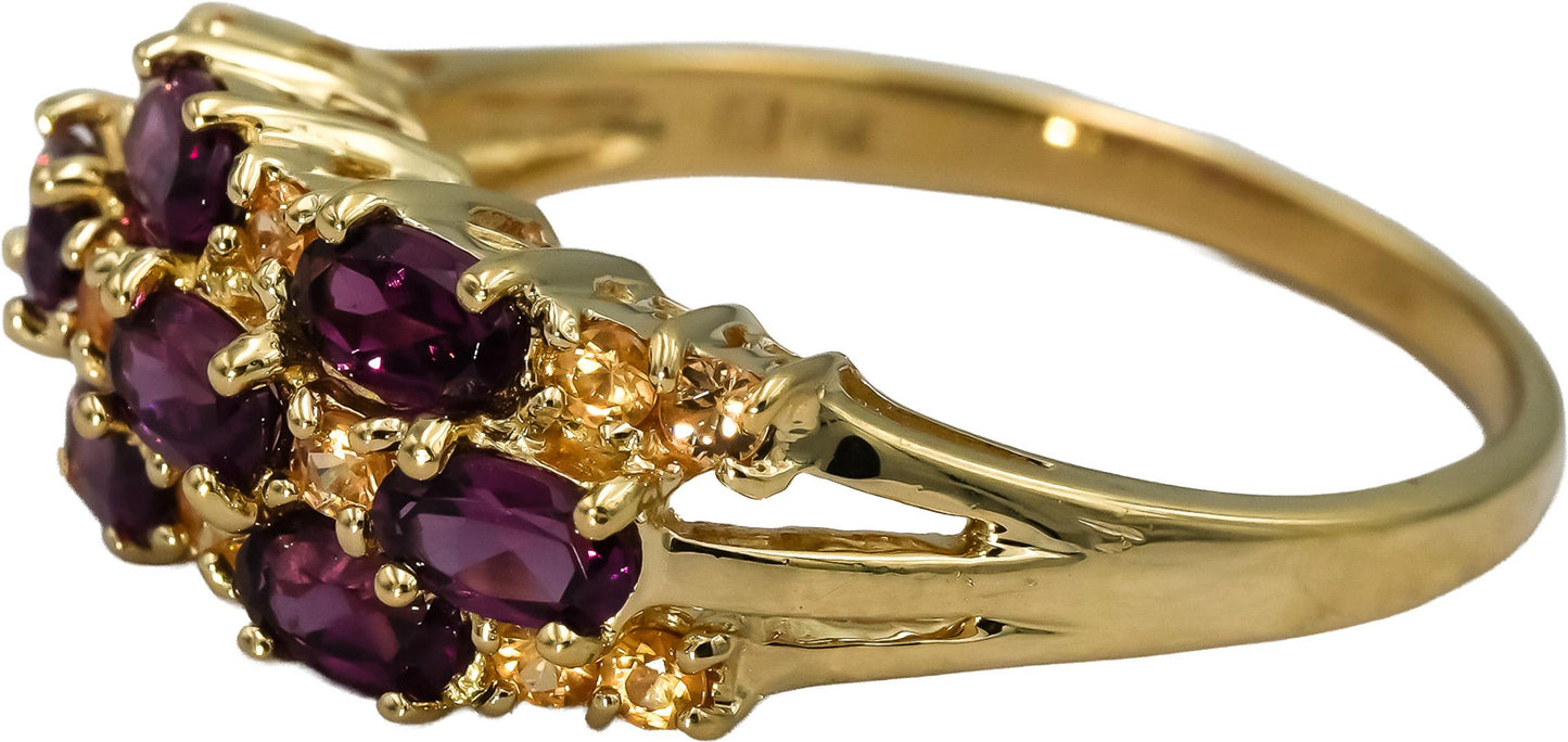 14k Yellow Gold Tourmaline and Citrine Band Ring 1.35CT Size 11