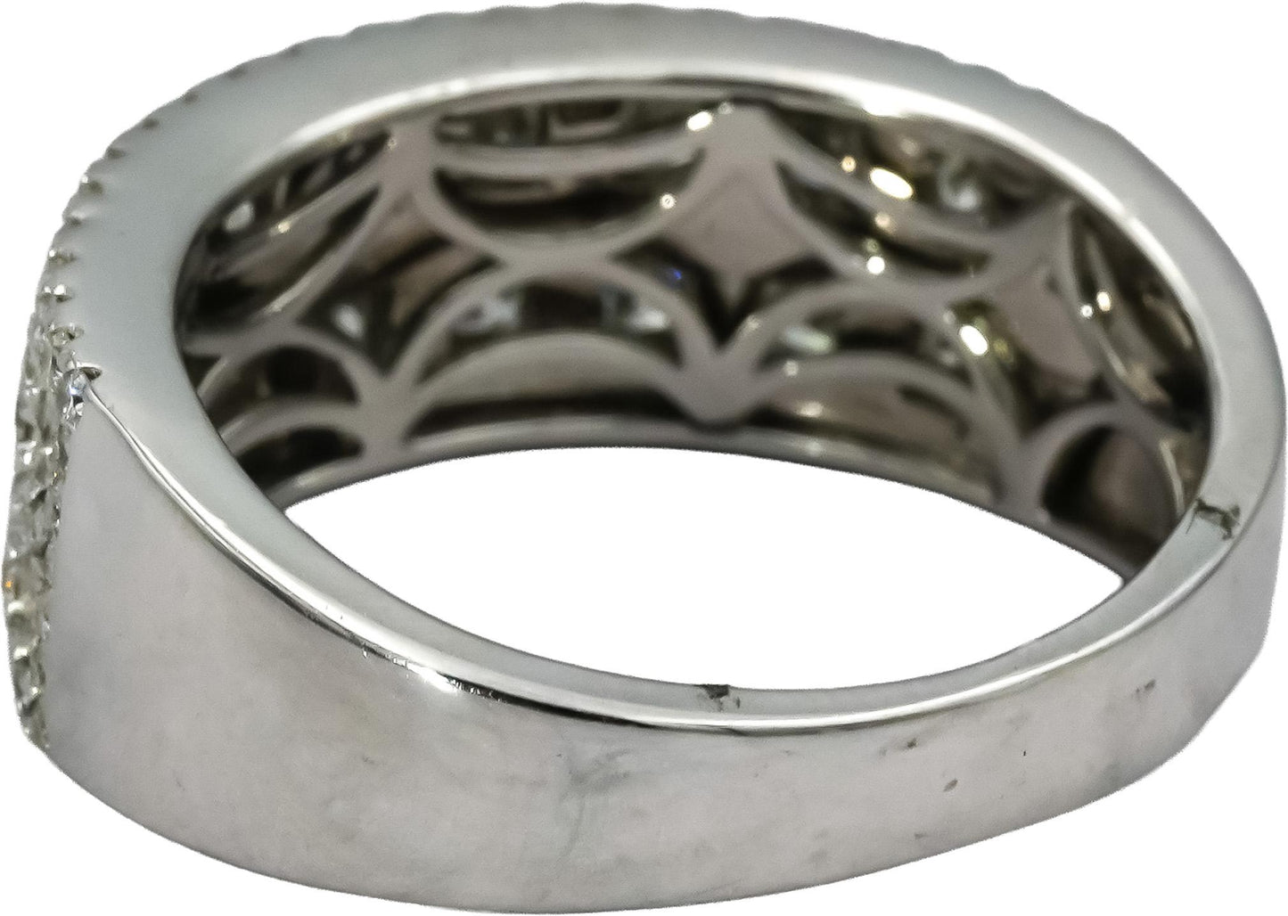 14k White Gold Round Diamond Cluster Band Ring 1.0CT Size 8
