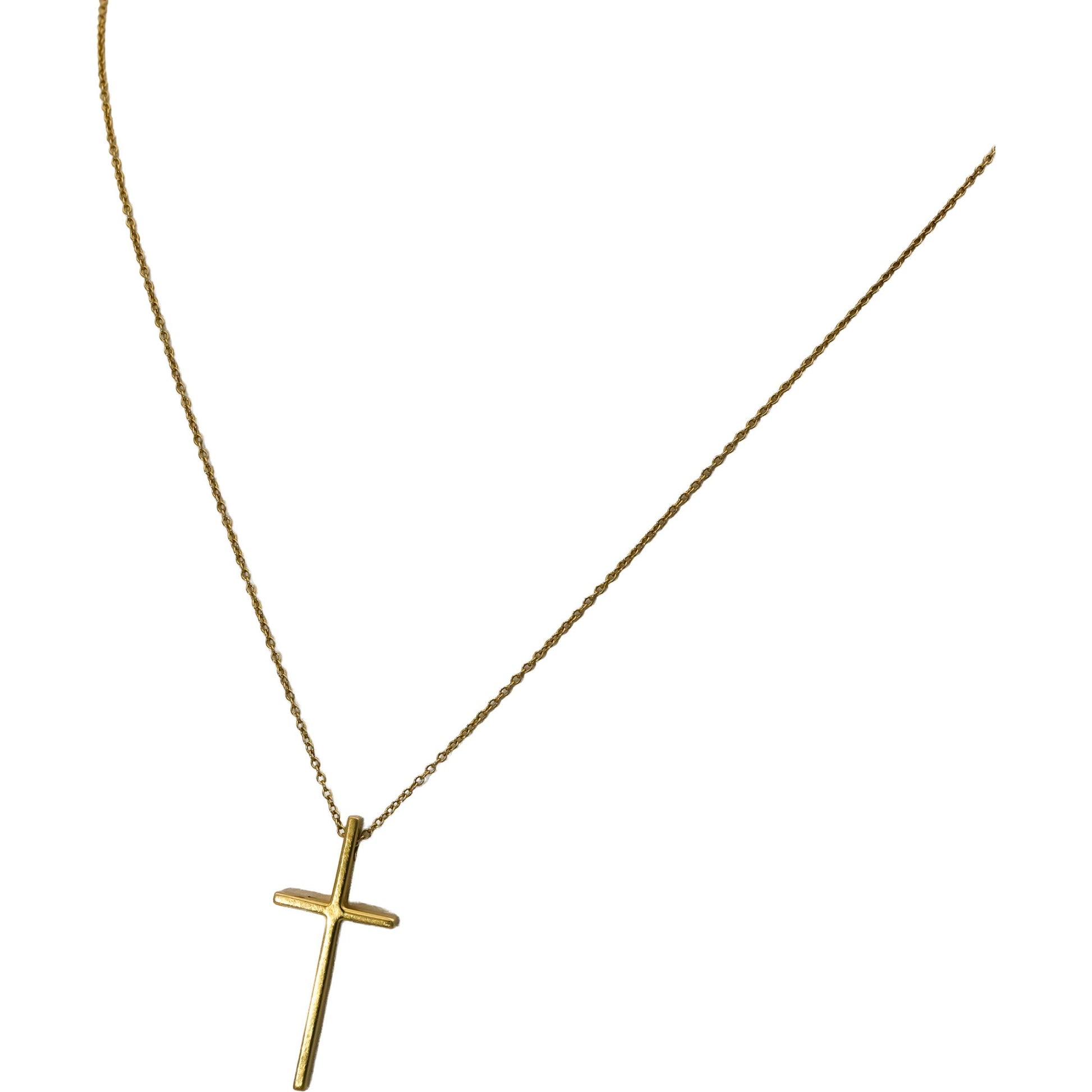 TIFFANY & CO. 18k Yellow Gold Cross Crucifix Pendant Necklace