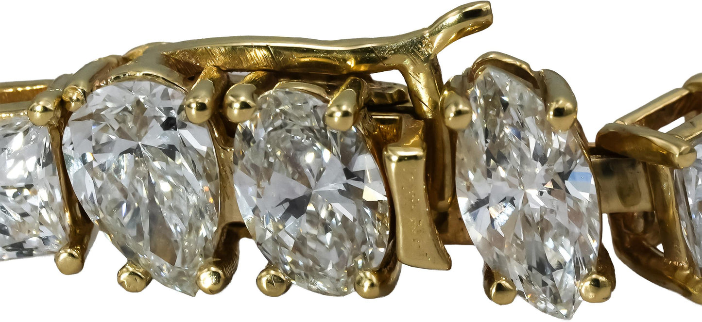 14k Yellow Gold Mixed Cut Lab-Grown Diamond Link Bracelet 16.71CT