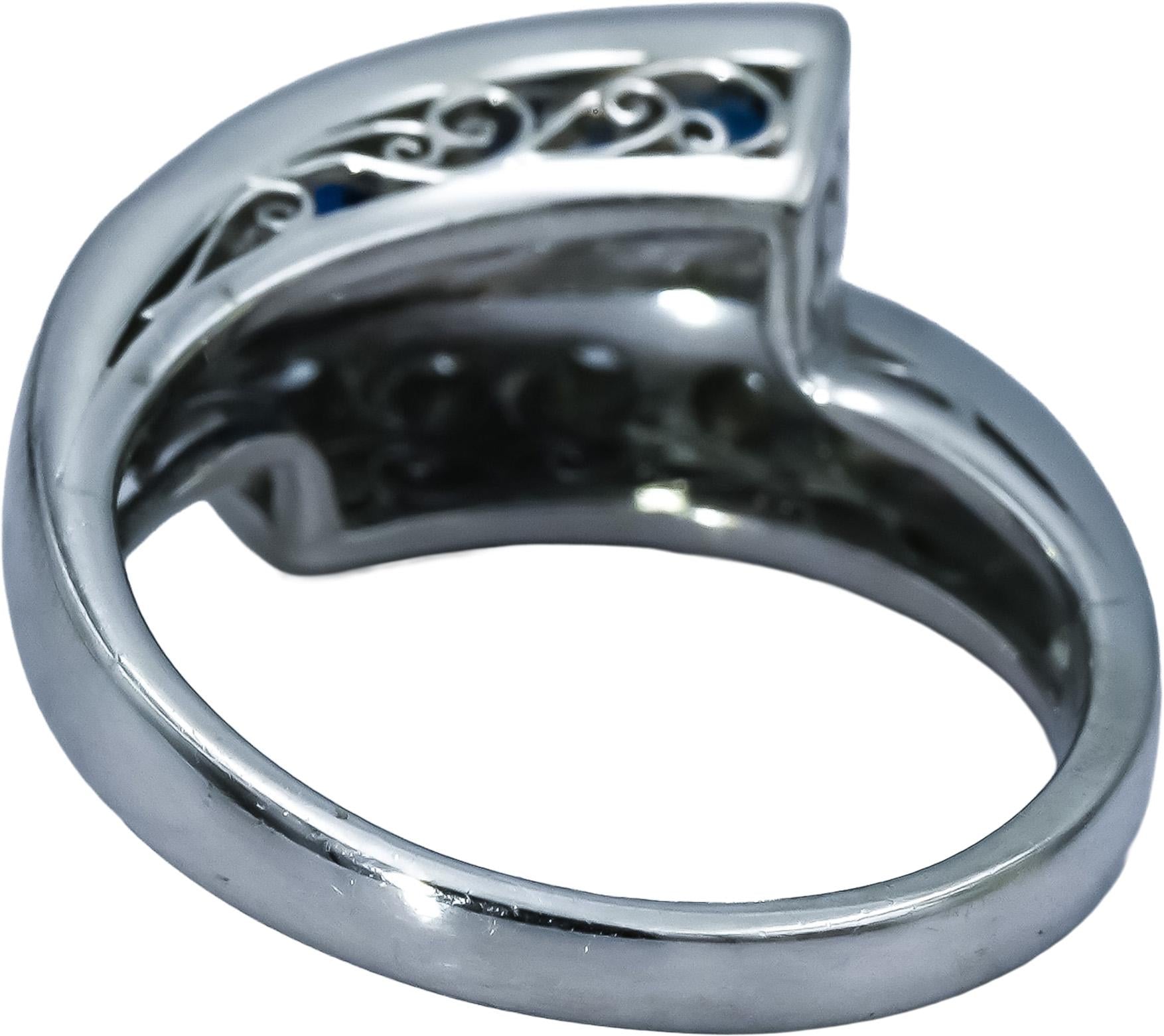 Platinum VS Diamond and Sapphire Bypass Ring 1.04CT Size 6