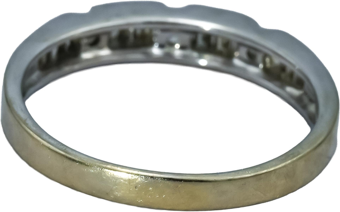 14k White Gold Baguette and Round Diamond Band Ring 0.25CT Size 8.25