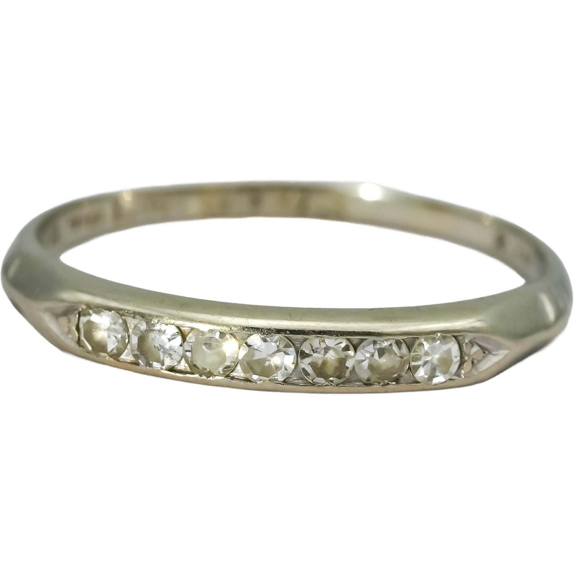Vintage Antique 18k White Gold Diamond Band Ring 0.25CT Size 8.5