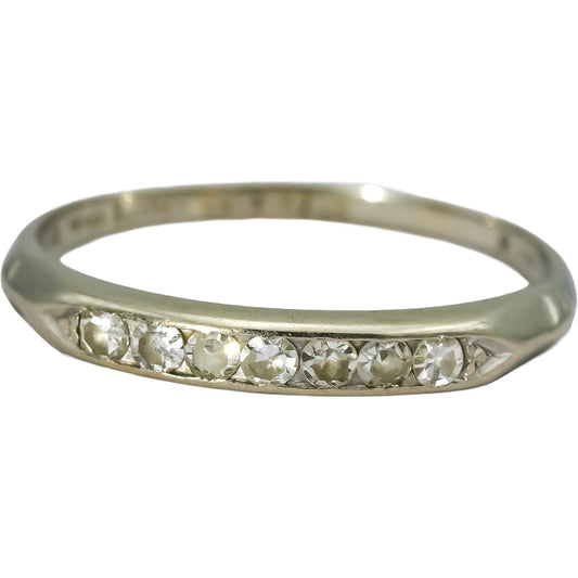 Vintage Antique 18k White Gold Diamond Band Ring 0.25CT Size 8.5