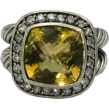 DAVID YURMAN Sterling Silver Diamond and Citrine Albion Ring 0.25CT Size 6