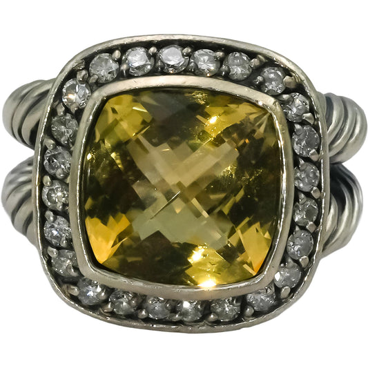 DAVID YURMAN Sterling Silver Diamond and Citrine Albion Ring 0.25CT Size 6