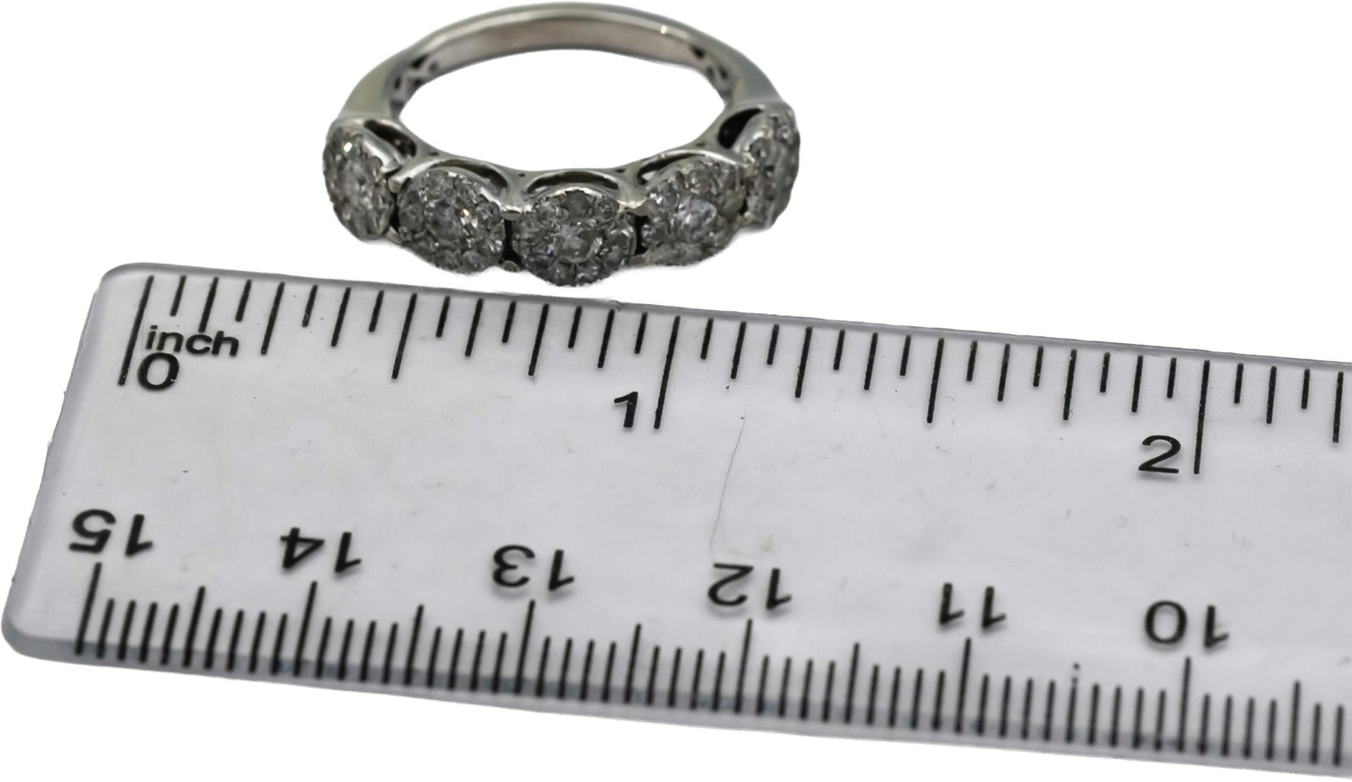 14k White Gold Round Diamond Cluster Flower Band Ring 1.0CT Size 5.75