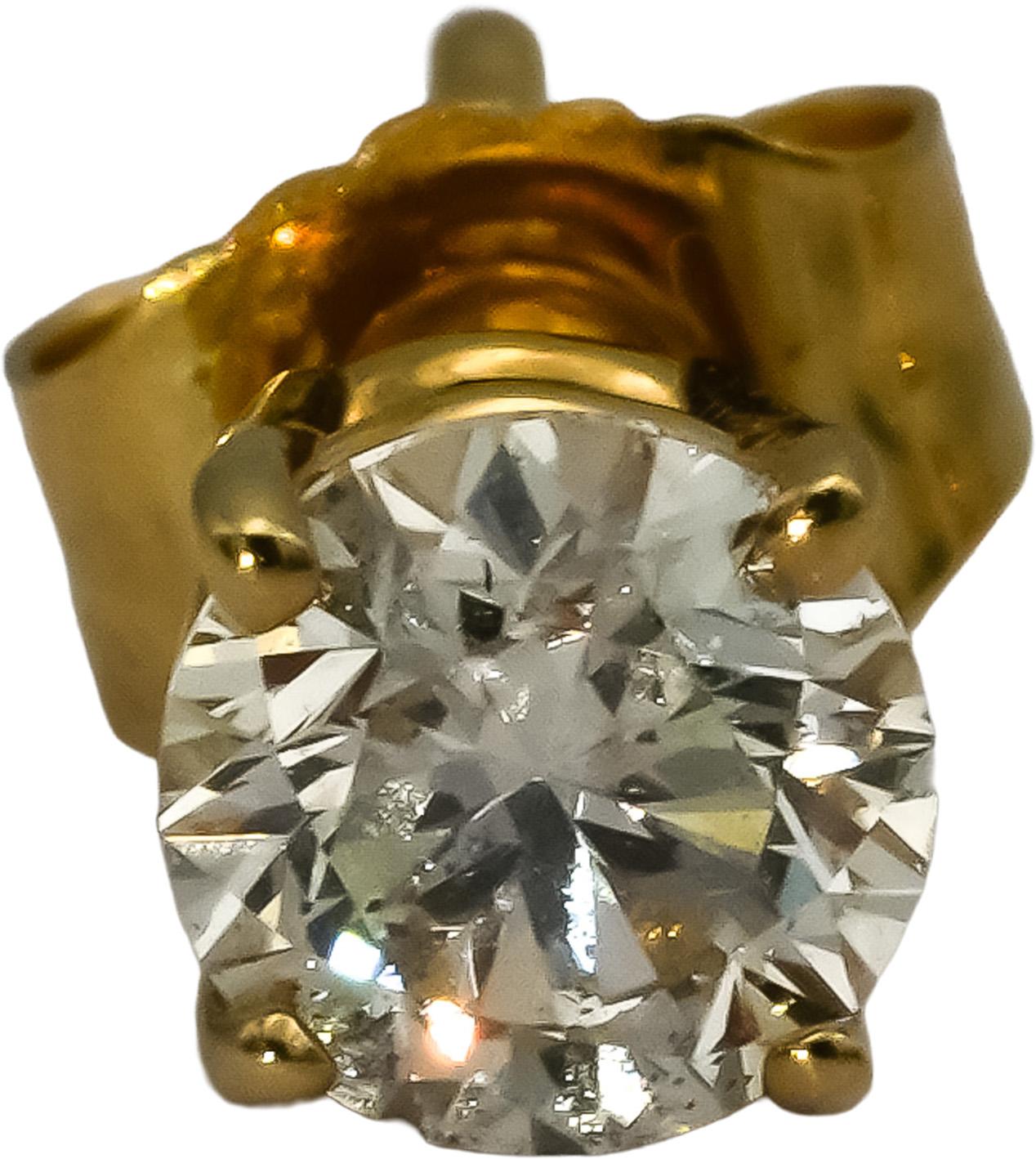14k Yellow Gold Round Diamond Stud Earrings 0.64CT