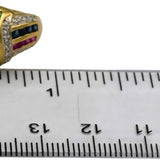 LE VIAN 14k Yellow Gold Diamond Ruby Sapphire Emerald Ring 1.15CT Size 7.25