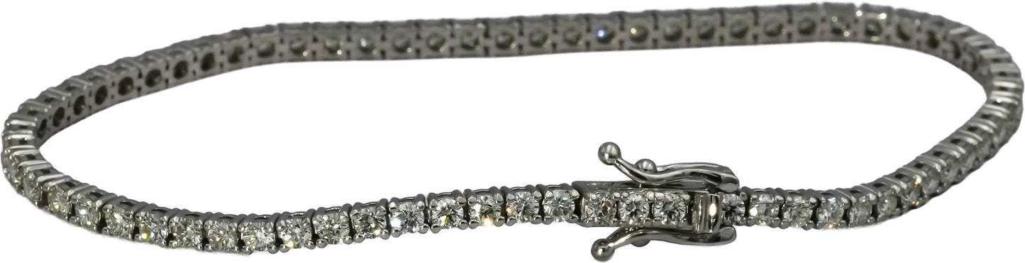 14k White Gold VS Round Diamond Tennis Bracelet 3.0CT 70 Pieces