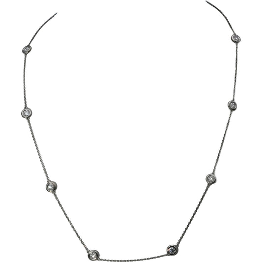 Platinum Round Bezel Set Diamond By The Yard Necklace 0.50CT 10 Pieces
