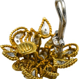 Vintage Retro 18k White and Yellow Gold VS Diamond Flower Clip-On Earrings .50CT