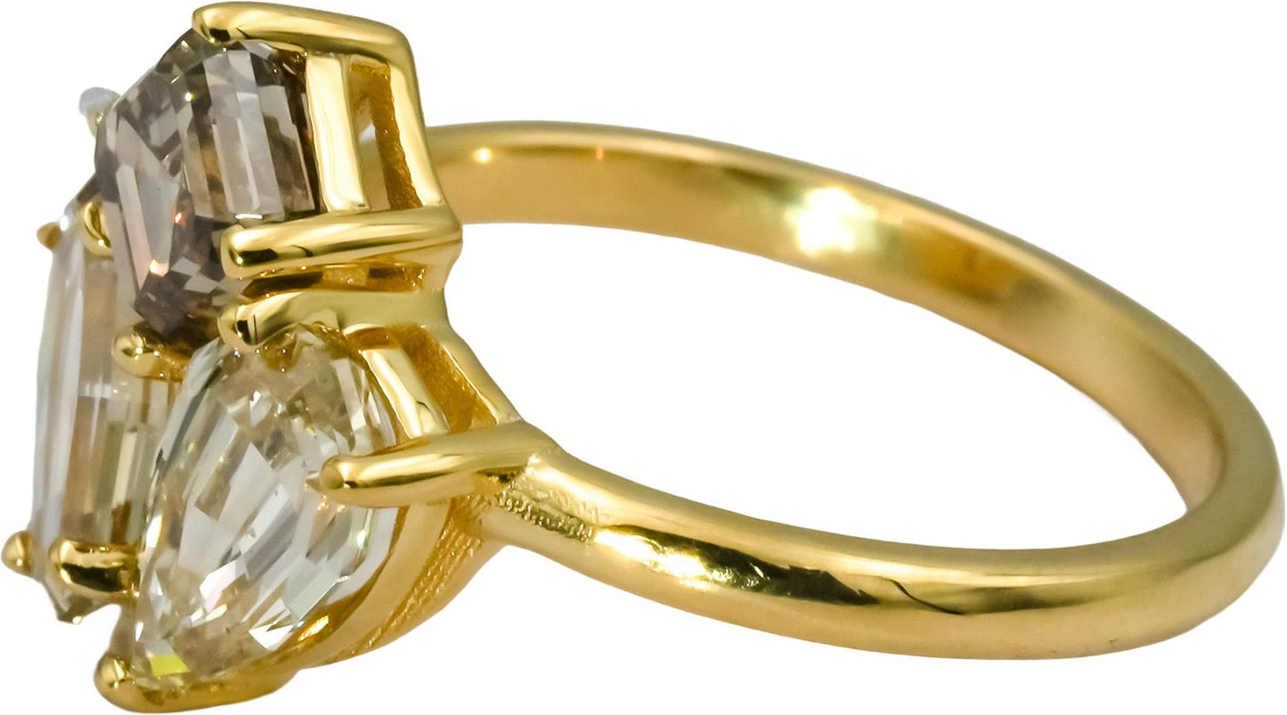 14k Yellow Gold VS Mixed Cuts Diamond Cocktail Ring 3.10CT Size 6.5